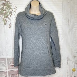 Puma Womens Cowl Neckline Sweatshirt Sweater Heather Gray Long Sleeve Small S